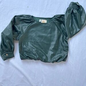 Emily McCarthy XL vegan leather lined cropped top